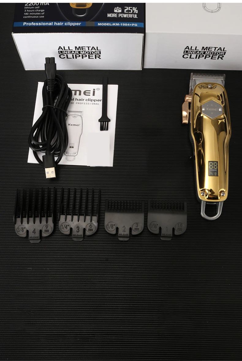 

Kemei Professional Hair Clipper Cordless Cable Men's Electric Haircut Oil Head USB Cable Hair Cutter Machine Barber Trimmer