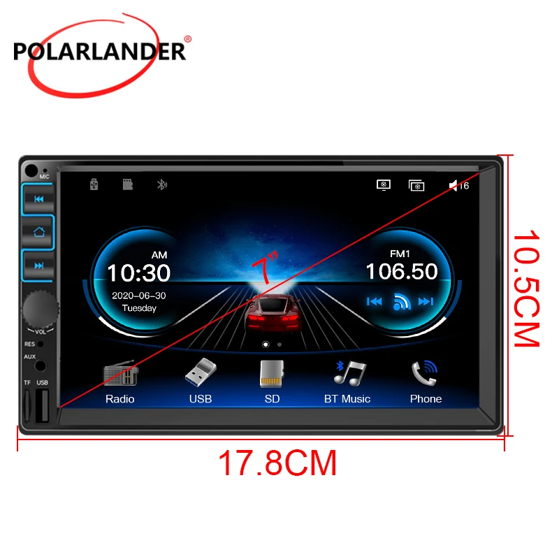 Автомагнитола 7 дюймов 2 Din стерео микрофон дисплей GPS поддержка MirrorLink Apple Carplay Android