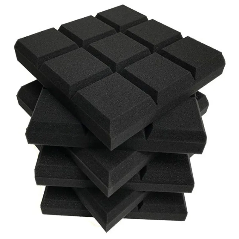 

6 Pack 30X30X5cm Acoustic Foam Panels, Beveled 9 Block Tiles, Sound Panels Wedges Soundproof Sound Insulation Absorbing