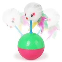 color chicken feather flocking mouse tumbler cat toys funny plastic training feather mouse tumbler ball for cats pet supplies