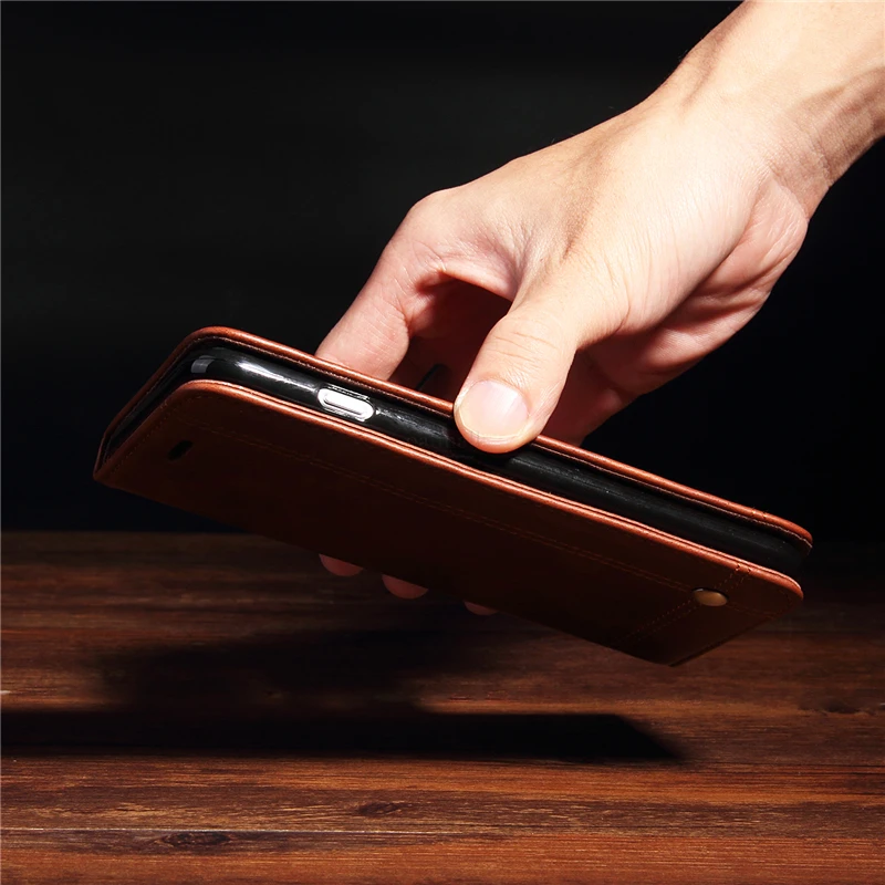 Для iPhone 7 чехол кошелек подставка для карт магнитный роскошный Ретро стиль кожа