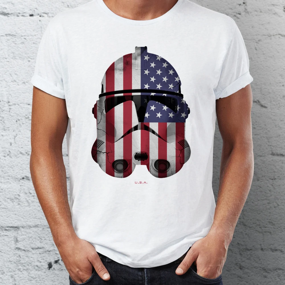 Новые мужские футболки с коротким рукавом Штурмовик шлем нацией Короткий Флаг