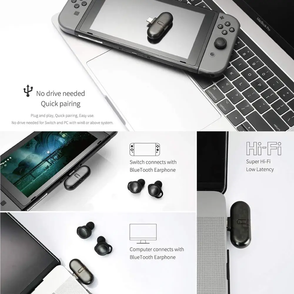 Мини USB C беспроводной аудио адаптер Bluetooth передатчик с U-образным разъемом для