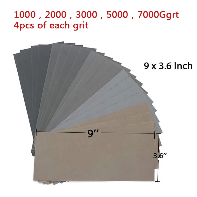 

Wet & Dry Sandpapers 1000/2000/3000/5000/7000 Grit Gray Woodworking Glass