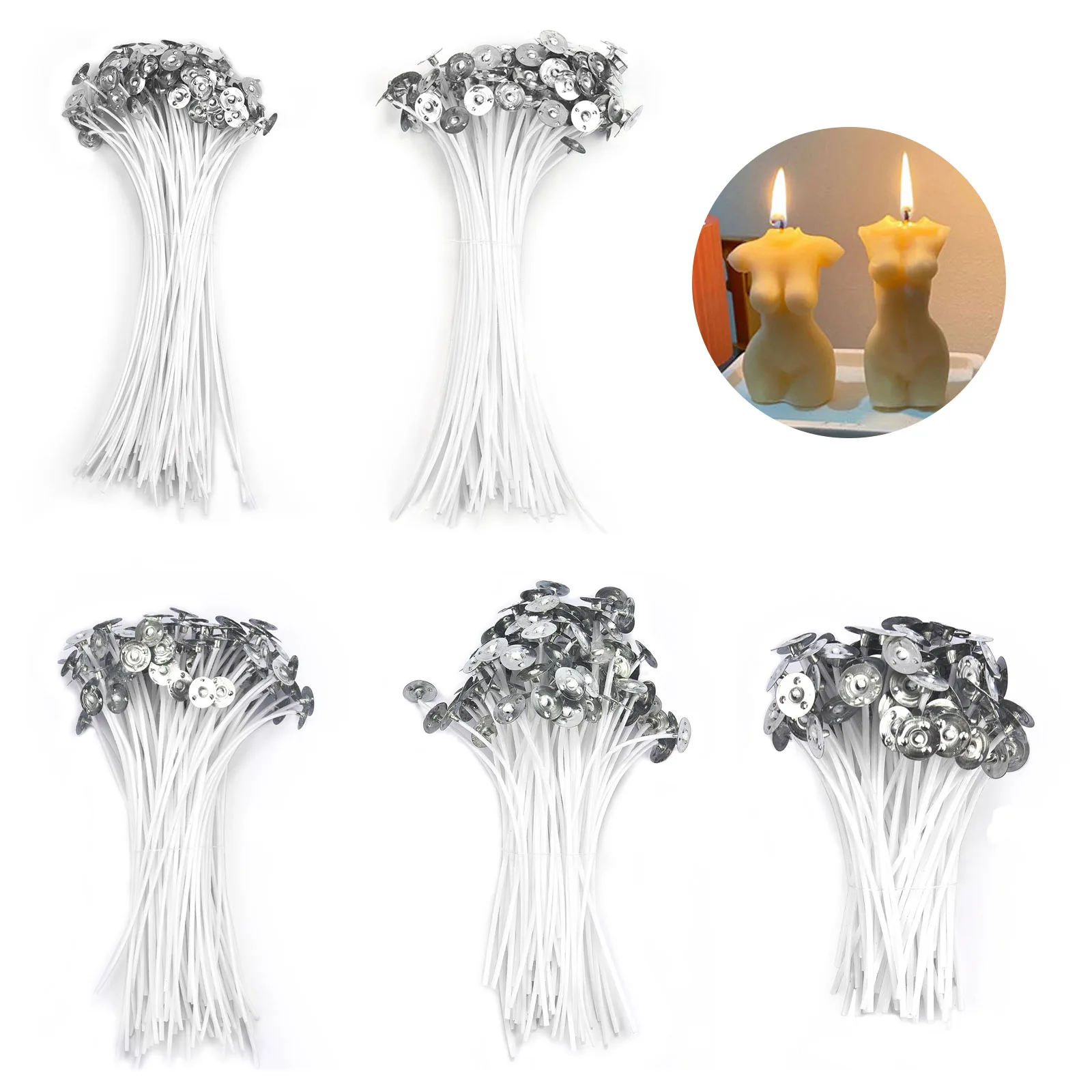 

100pcs/Set Candle Wicks Pure Cotton DIY Epoxy Resin Mold Jewelry Making Tools 9/15/20cm Pre-Waxed For Party Home Decoration