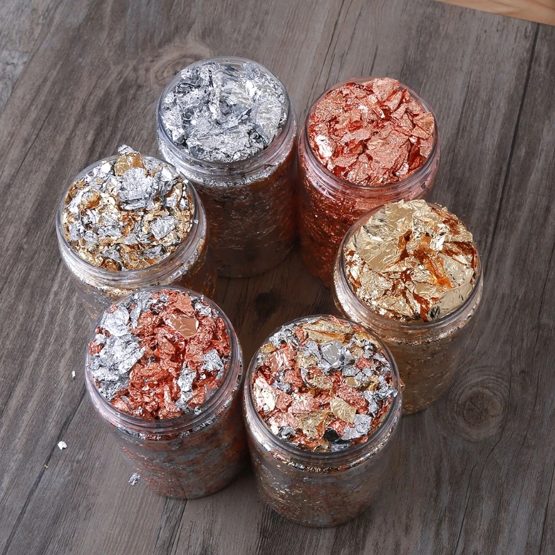 

10g Gold Silver Gilding Flakes Metallic Foil Flakes Glitter Painting Art Craft Nail Art Resin Fillings Jewelry Making