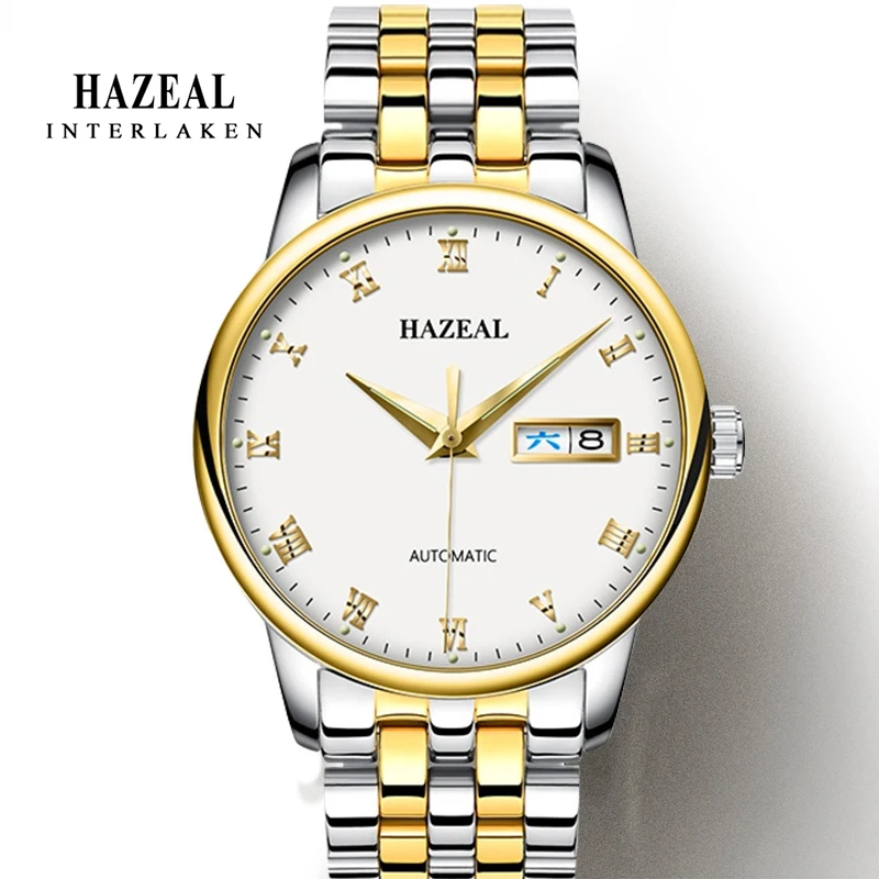 

Hazeal Элитный бренд Для мужчин механические часы автоматический переход Для мужчин t Водонепроницаемый наручные Нержавеющая сталь ремешок н...