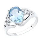 Кольцо SOKOLOV из серебра с топазом и фианитами, Серебро, 925, Женское, Оригинальная продукция