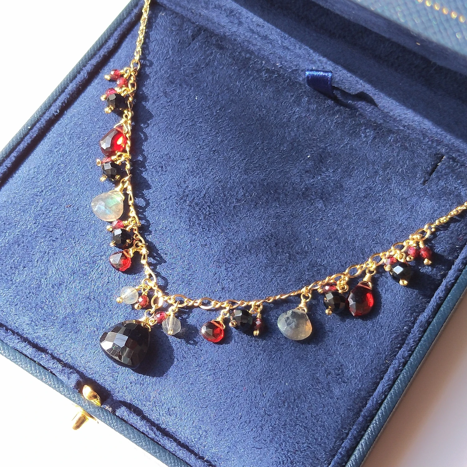 Lii Ji granato spinello nero Labradorite 14K collana riempita in oro gemma naturale gioielli fatti a mano per le donne festa
