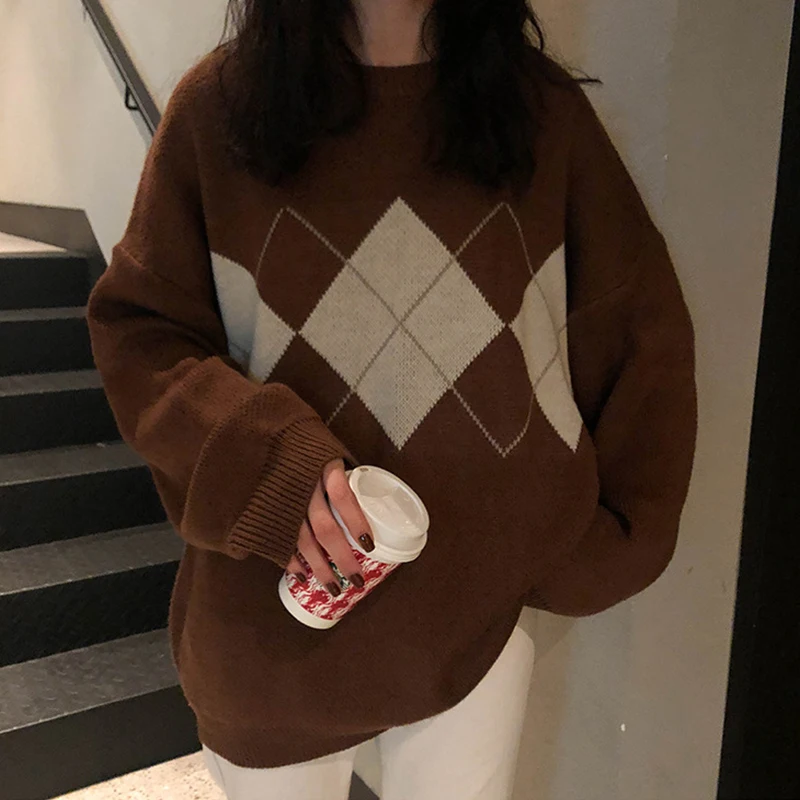 

Women Knitted Sweater Long Sleeve O Neck Pullover Fashion Oversized Autumn Winter Clothes Loose Casual College Style Ladies Top