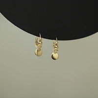 CMajor 9K Gold Fine Jewelry Small Round Gold Flakes AU375 CZ Temperament Classic Chic Simple DiscHoop Earrings for Girl Women