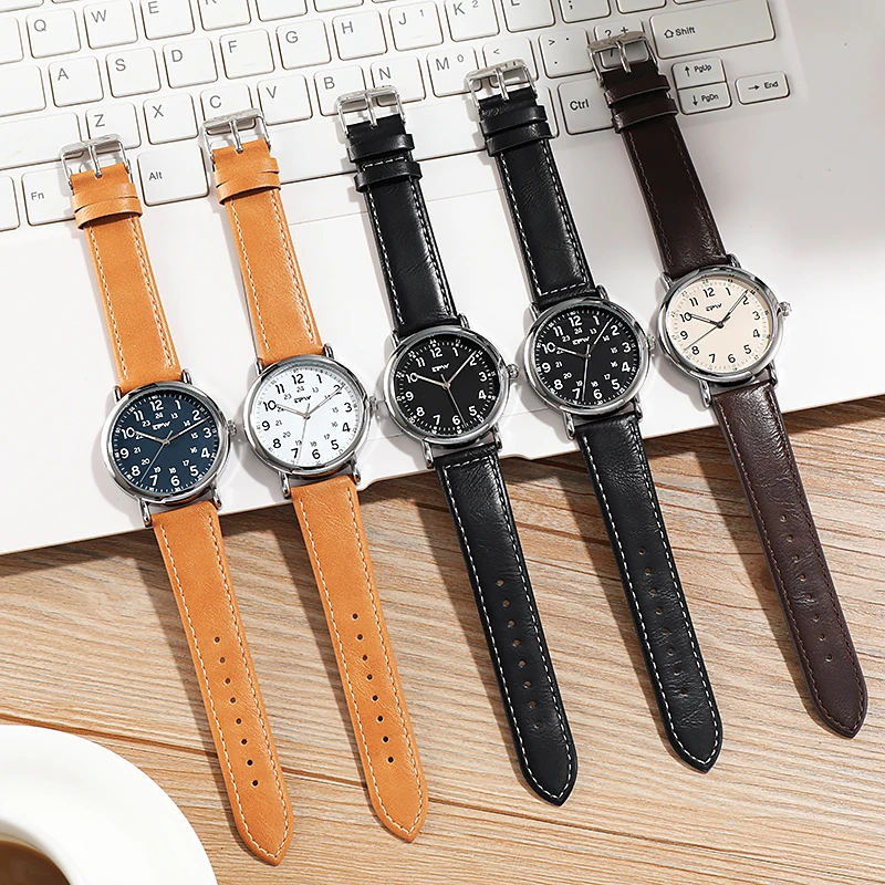 

Classic Mens Quartz Watch PU Leather Strap Luxury Casual Business Japan Movement Weekend Dress