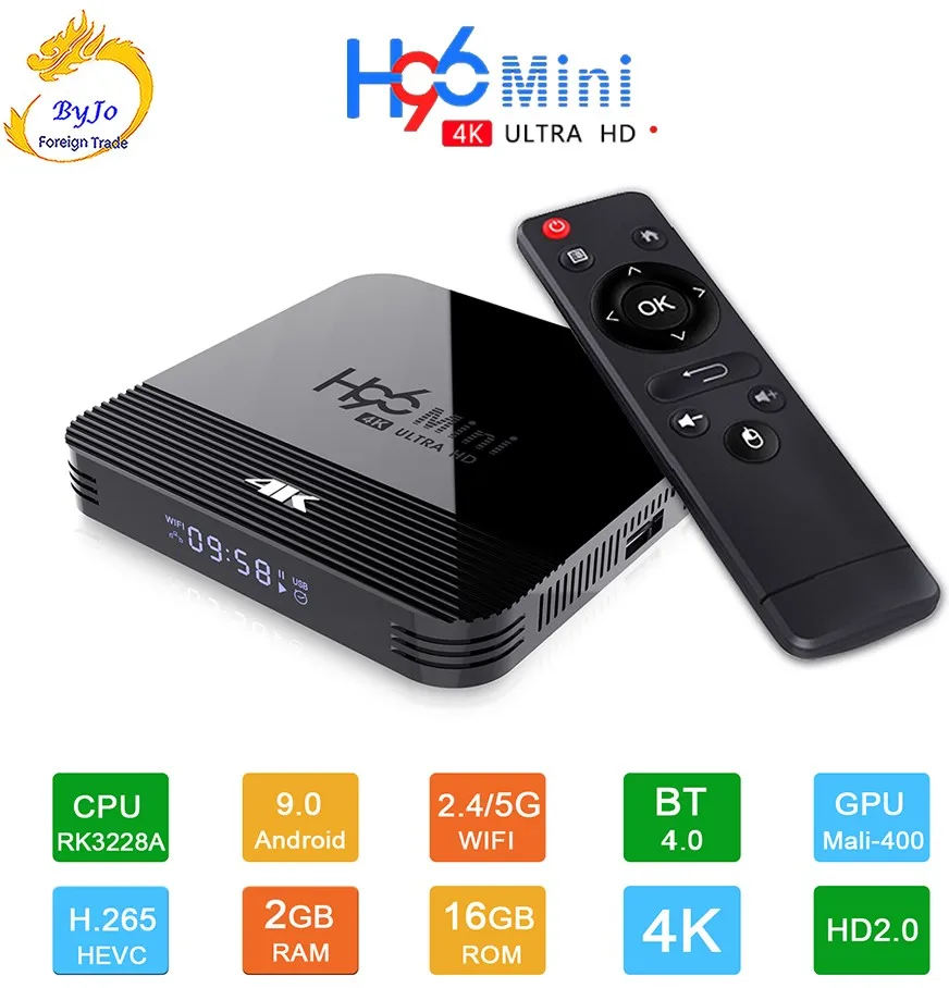 ТВ-приставка H96 Mini H8 Android 9 0 RK3228A 4K умная H.265 2 4 ГГц стандартный Wi-Fi Google плеер
