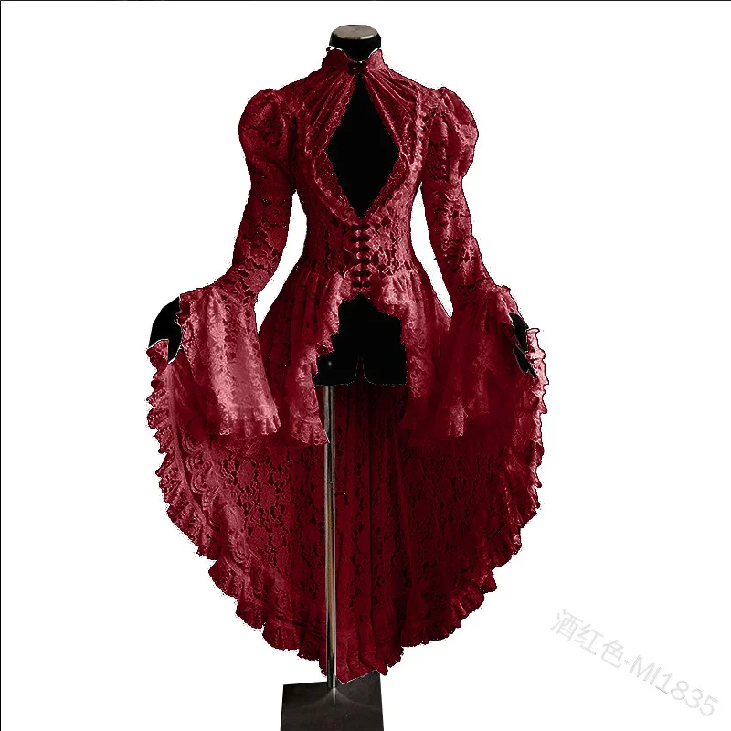 

Donsignet Women Dress New Elegant Lace Stitching Dovetail Dress Retro Princess Dress Vestido Feminino Sister Gothic Cos Dresses