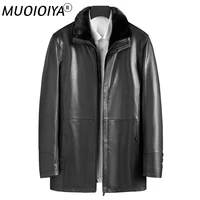 2022 100 genuine sheepskin leather jacket male winter real mink fur collar coat warm black parkas chaquetas hombre gmm5