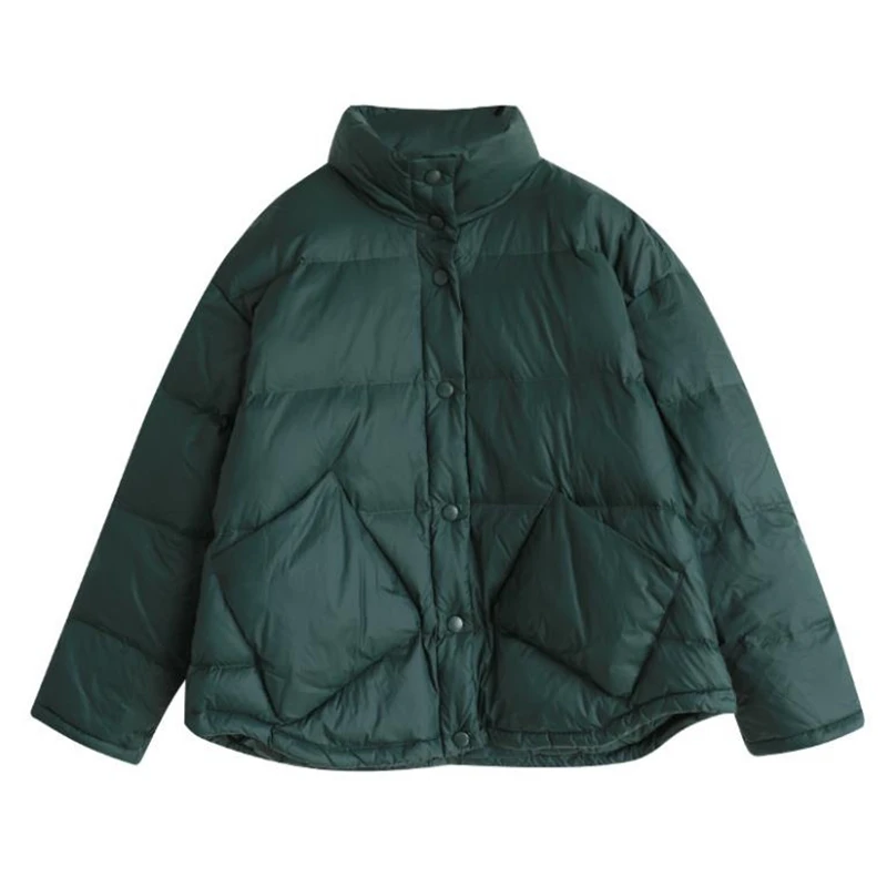 

2021 new autumn and winter large literary loose light down jacket women's short 90 white duck down thin jacket women