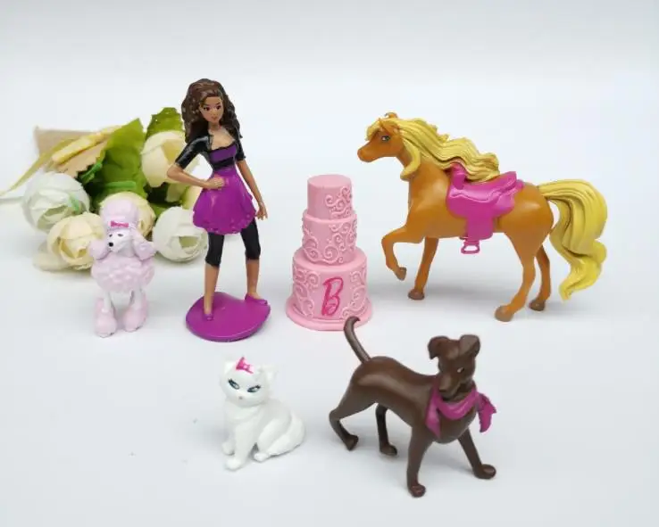 

Фигурки героев мультфильмов, 6 шт./лот, принцесса, собака, кот, овечка, торт, 2-7 см, игрушки для девочек, украшения для дома, подарок на день рожд...