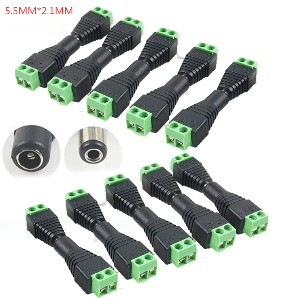 

5Pcs 10Pcs 100Pcs 5.5*2.1MM Female Male DC Power Cable Connector Jack Plug Connection For LED Strip CCTV Security Camera DVR