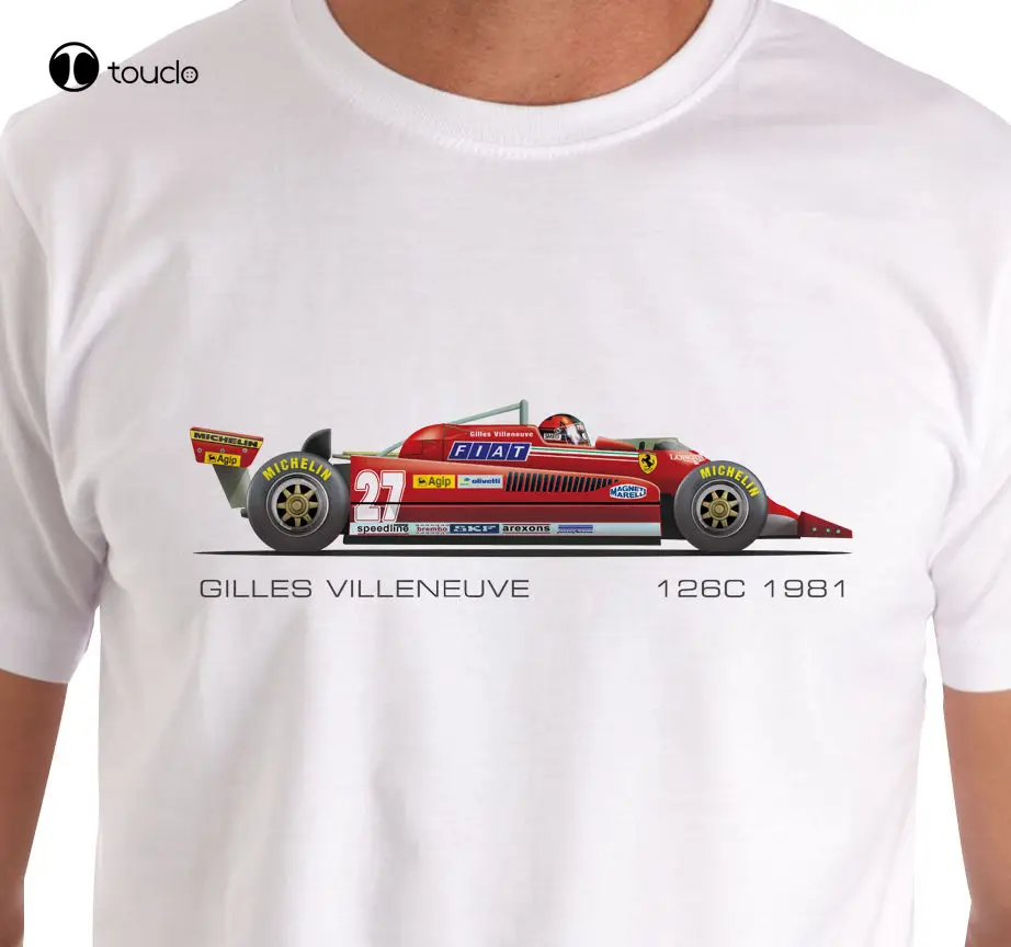 

Hot Sale 100% Raceart - Gilles Villeneuve 126C Grand Prix Car T-Shirt Summer Style Tee Shirt Custom aldult Teen unisex unisex
