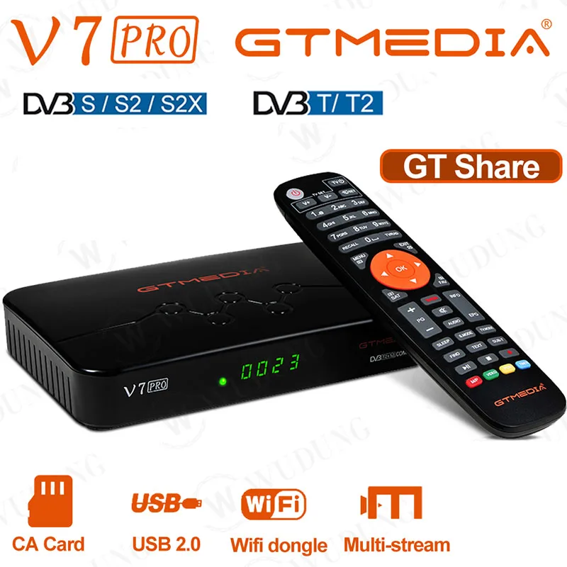 Спутниковый ТВ-приемник GTMEDIA V7 PRO DVB-S/S2/S2X + T/T2 декодер CA-карта спутниковый