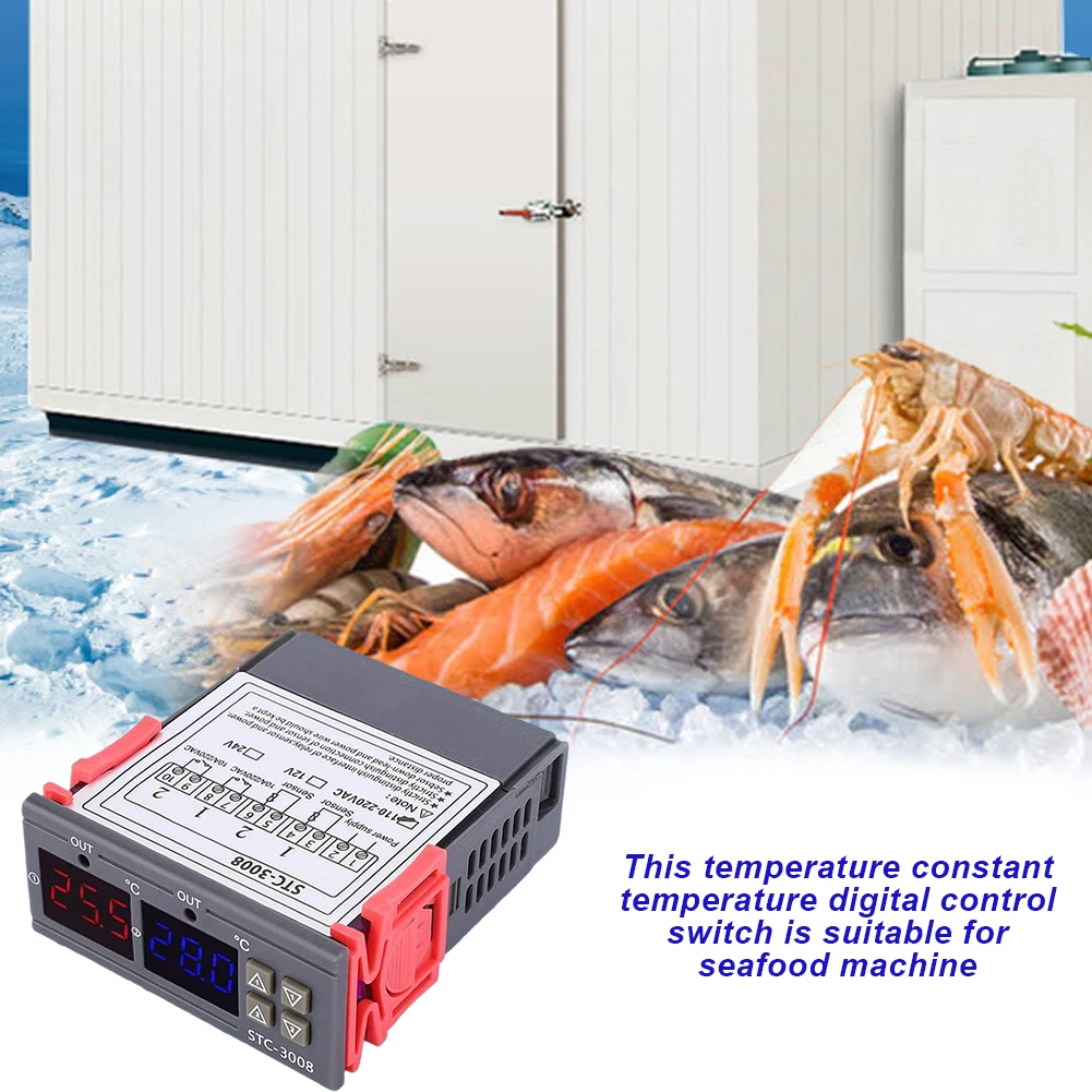 Цифровой регулятор температуры STC-3008 температурный переключатель датчик NTC с