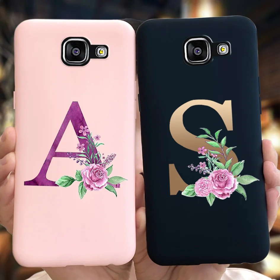 Чехол из ТПУ с буквами для Samsung Galaxy A5 2016 2017 Мягкий защитный чехол цветочным