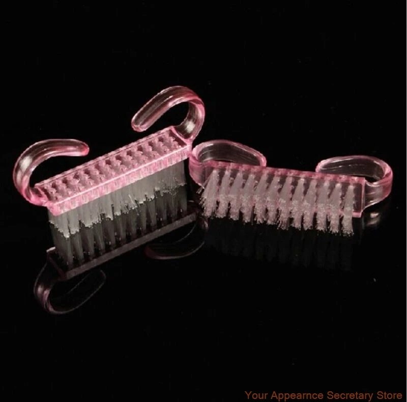 

Quality Plastic Nail Art Plastic Cleaning Brush Finger Nail Care Dust Clean Handle Scrubbing Brush Tool File Manicure Pedicure