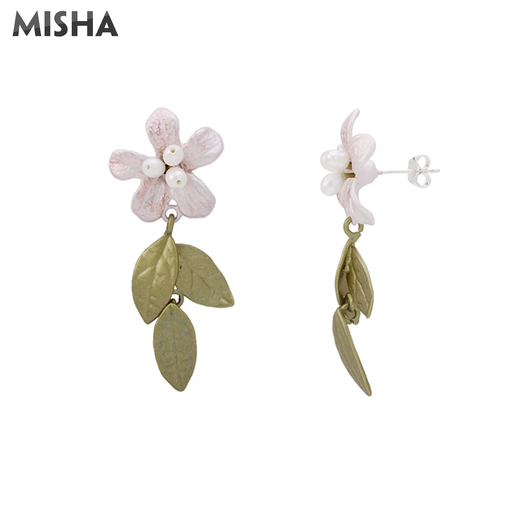 Женские серьги гвоздики с эмалью и глазурью MISHA модные ручной работы натуральным