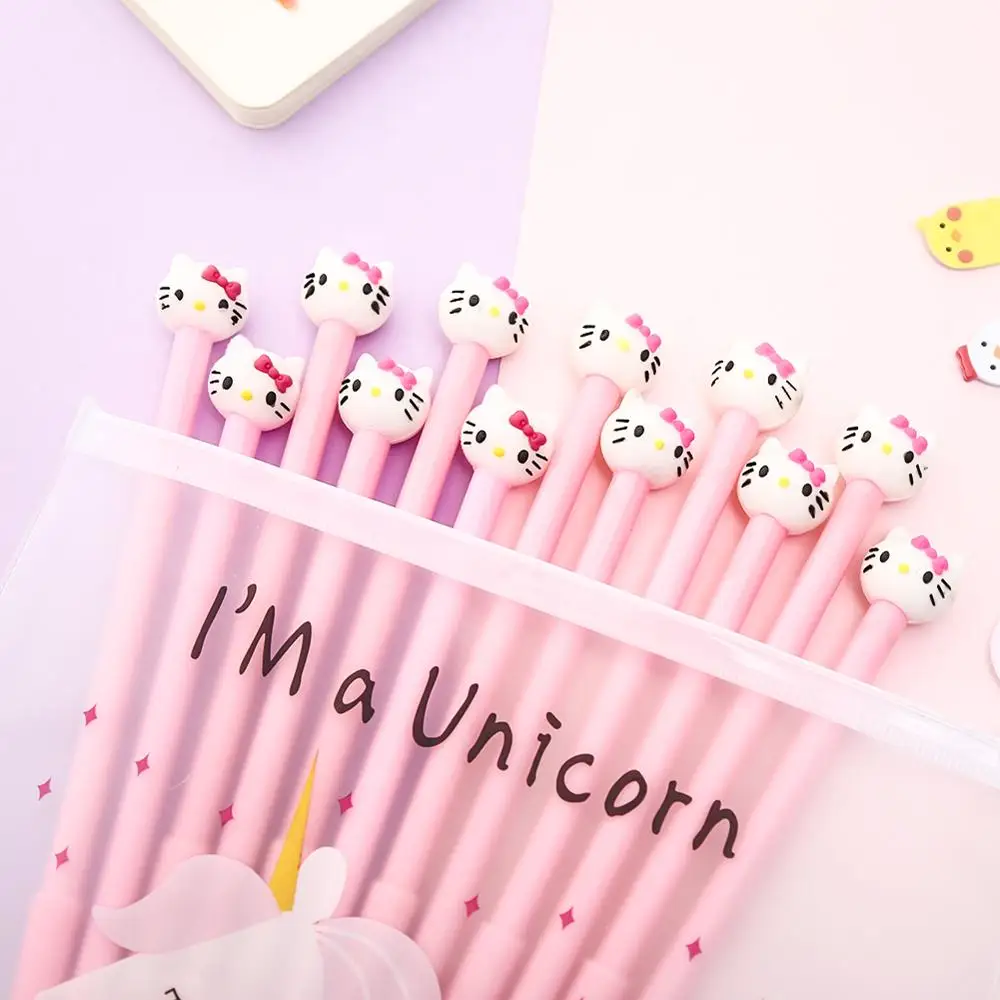 12 шт. Забавный розовый Кот гелевая ручка милый Kawai школьные принадлежности