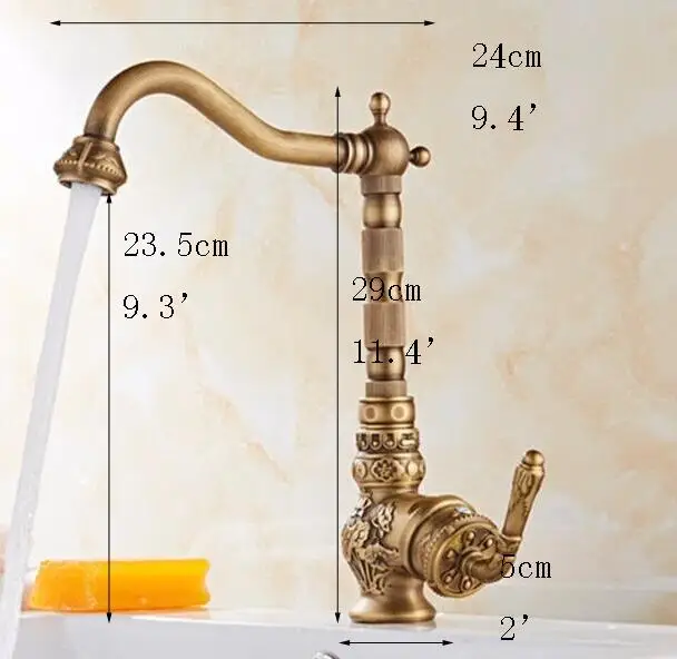 

Retro Style Antique Brass Kitchen Faucet Cold and Hot Water Mixer Single Handle 360 Degree Rotation New Arrival Tap XT-25