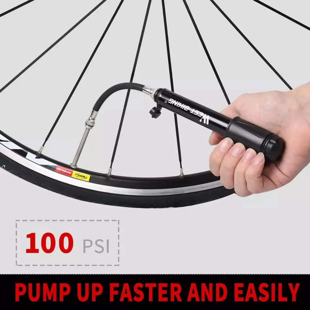 WEST BIKING 100Psi велосипедный мини насос Алюминий сплав велосипедов ручной воздушный
