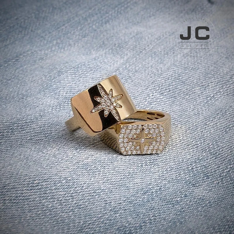 New Fashion Charms Sterling Silver Original Engraving Yellow Star Ring For Women Glamour Jewelry Gift | Украшения и аксессуары
