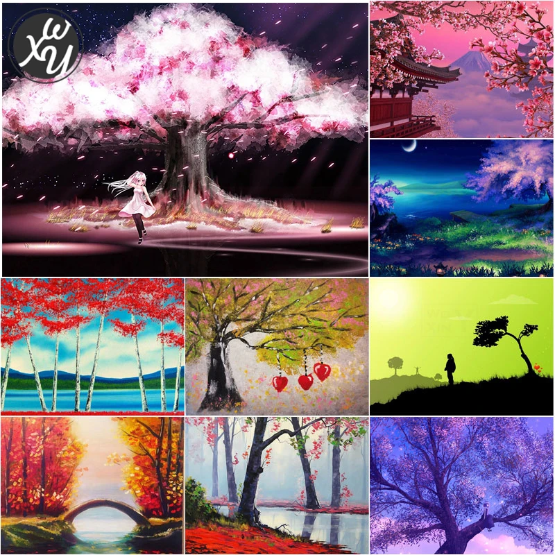 

WEIWEI Diamond Painting Magic Tree Full Drill Embroidery Cross Stitch Kits Landscape Picture of Rhinestone Hot Sale Mosaic Gifts