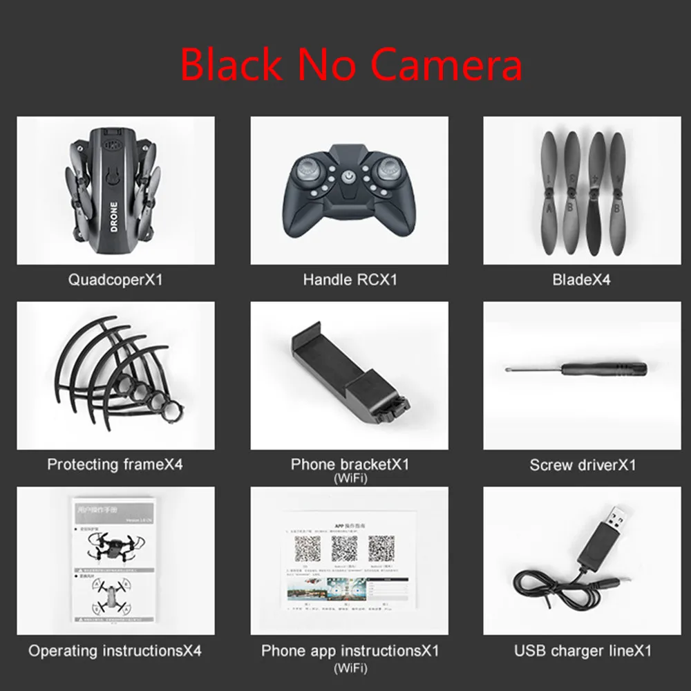 black no camera M9 Мини Профессиональный новейшая камера Дрон 1080p HD WiFi FPV щетка Пропеллер для мотора батарея воздушный Дрон на ру Квадрокоптер - Цвет: black no camera