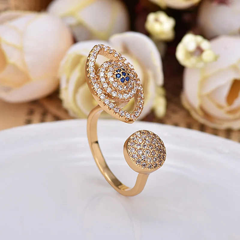 

Unique Design Crystal Devil Eyes Rings Gold Silver Color Open Adjust Size Lucky Women Fashion Jewelry Accessaries Zk30