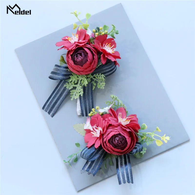 Meldel искусственный шелк розы цветы для жениха бутоньерка подружки невесты
