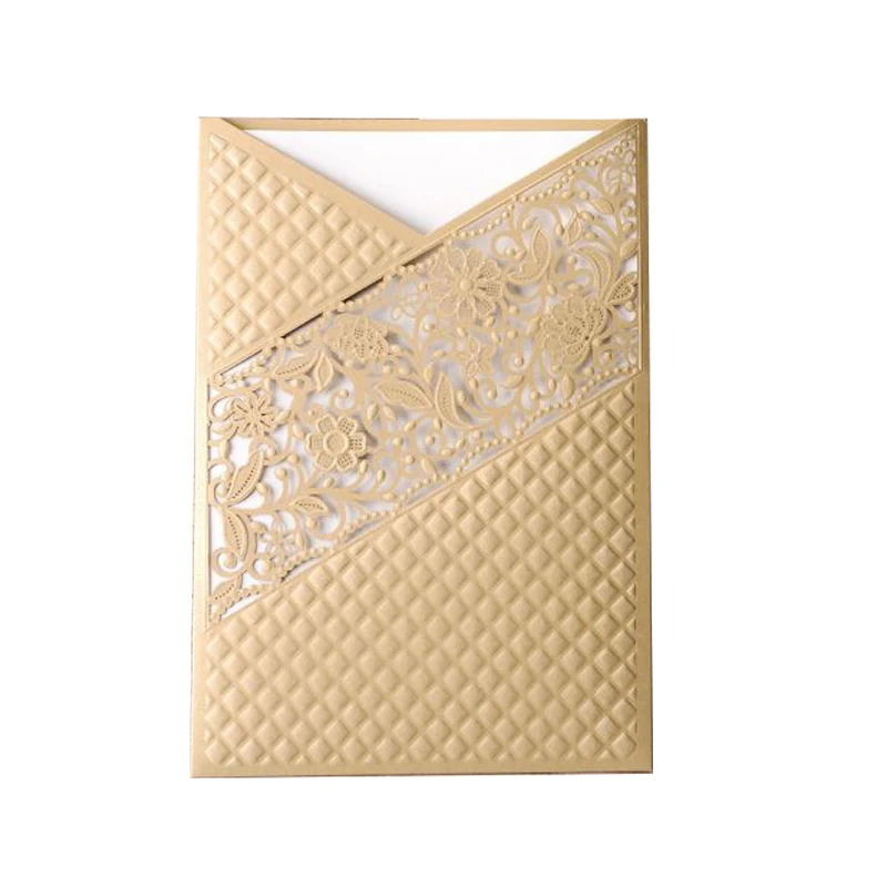 Gold Cover insert 50 шт. синяя Золотая лазерная резка Флора свадебные приглашения карты кружева Роза поздравительные открытки настроить День рождения Свадебные украшения - Цвет: Gold Cover insert