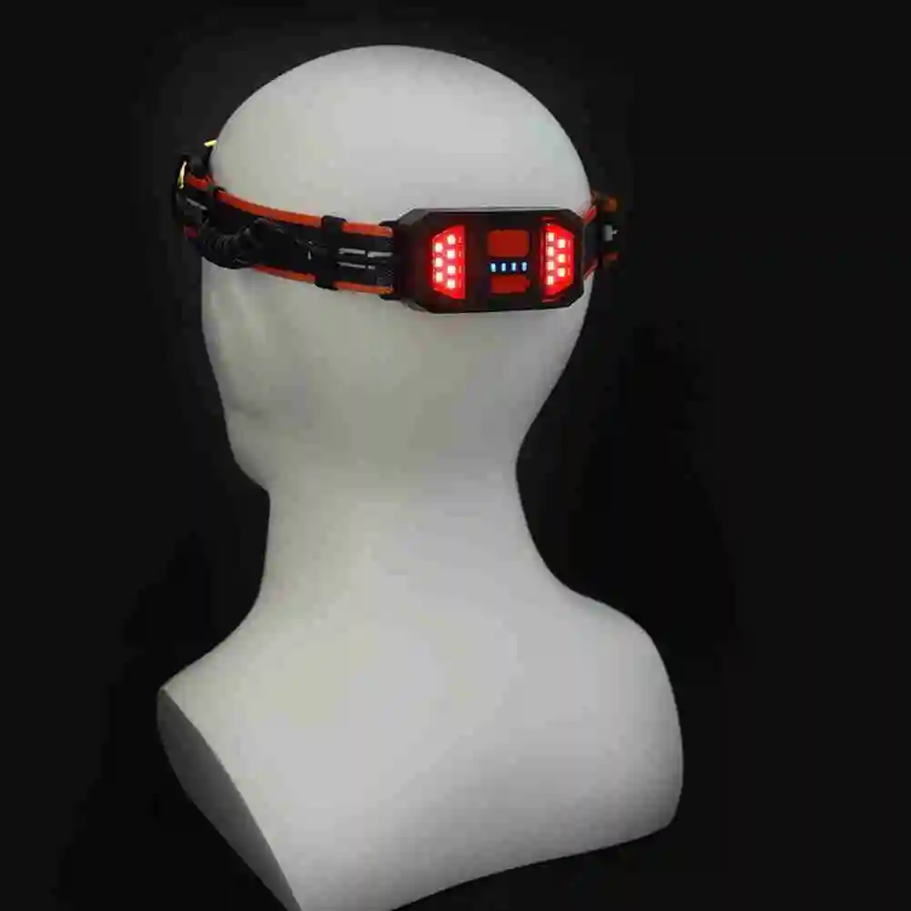 

COB LED Headlamp Riding Headlamp Head Torch Light 1200mAh USB Rechargeable Work Light 3 Modes Red Warning Strobe Camping Light