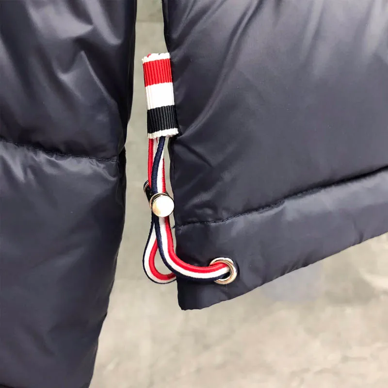 TB THOM Men's Winter Jacket Navy Down Jacket Fashion Brand Down-Filled Matte Nylon Stripes Coat Wholesale TB Thermal Jackets
