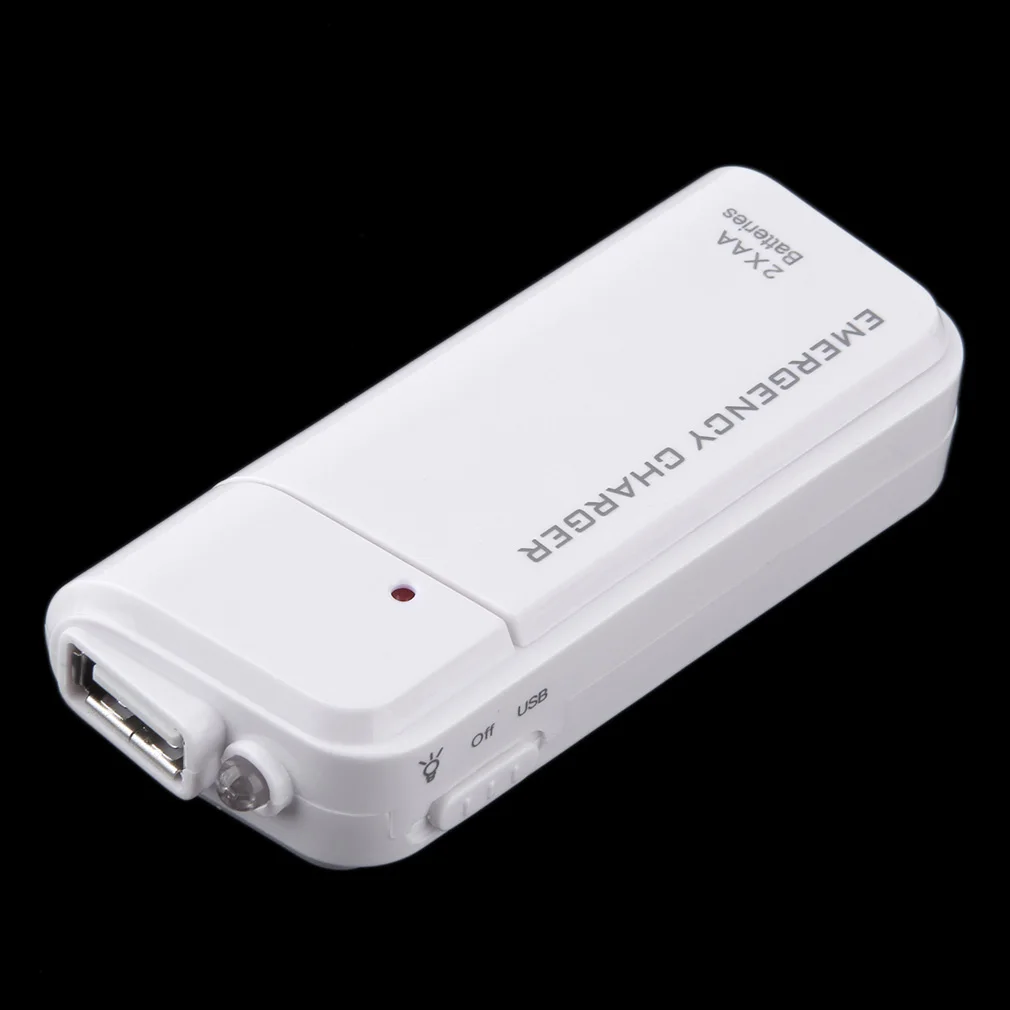 

Universal Portable USB Emergency 2 AA Battery Extender Charger Power Bank Supply Box For iPhone Mobile Phone MP3 MP4 Black White