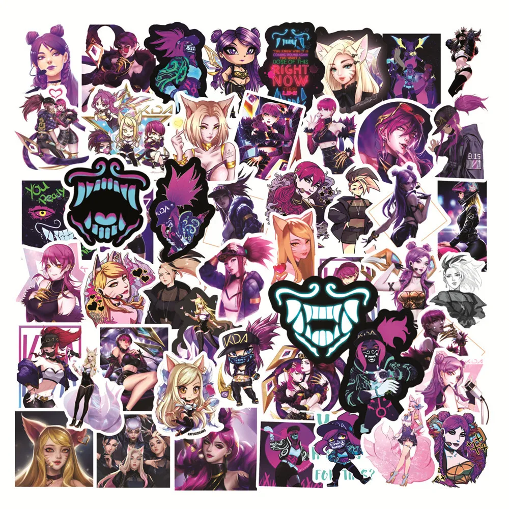 103050pcs game lol kda stickers laptop diy guitar luggage skateboard phone bike pvc waterproof graffiti sticker decals kid toy free global shipping