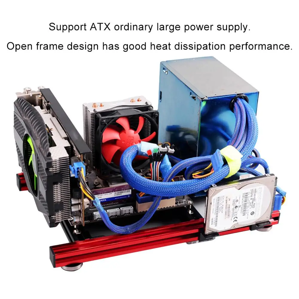 DIY мини открытая рамка из алюминиевого сплава для ITX / M ATX материнская плата ПК
