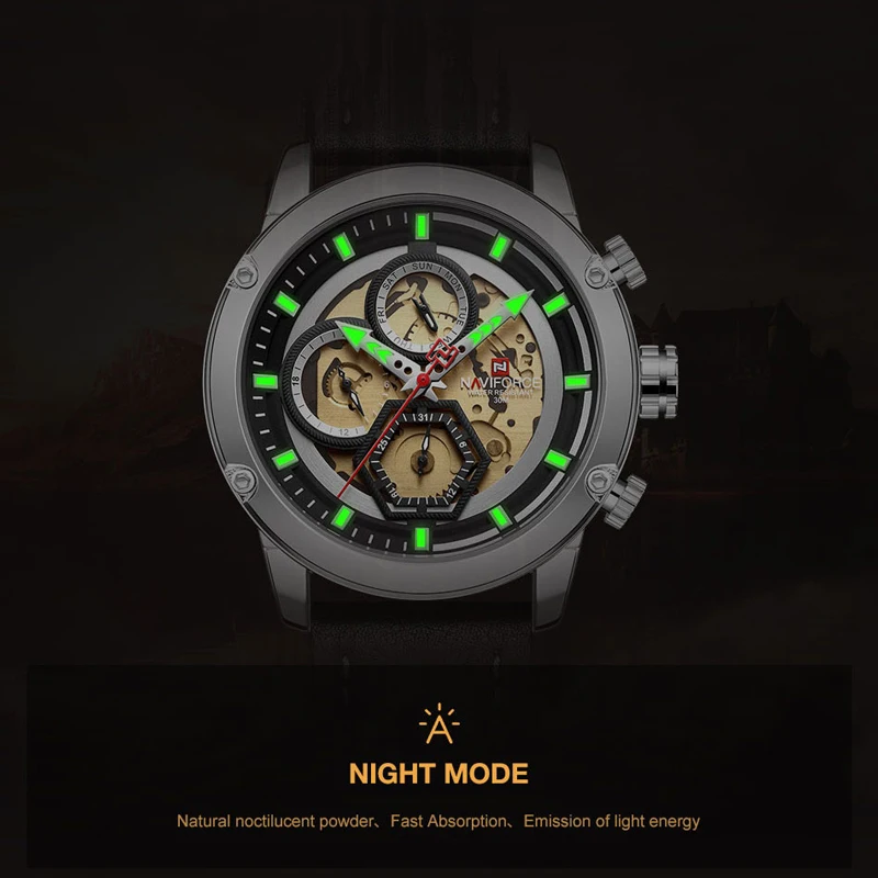 

NAVIFORCE Top Brand Luxury Fashion Leather Business Analog Quartz Men Watch Mens Army Military Sports Waterproof Wrist Watches