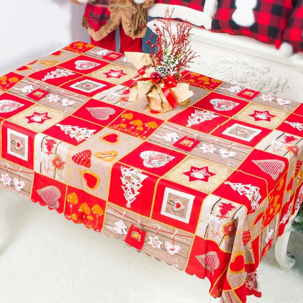 

Fashion Christmas Table Cloth Party New Year Printed Christmas Tablecloth Xmas Table Cover Kitchen Home Decorations Navidad