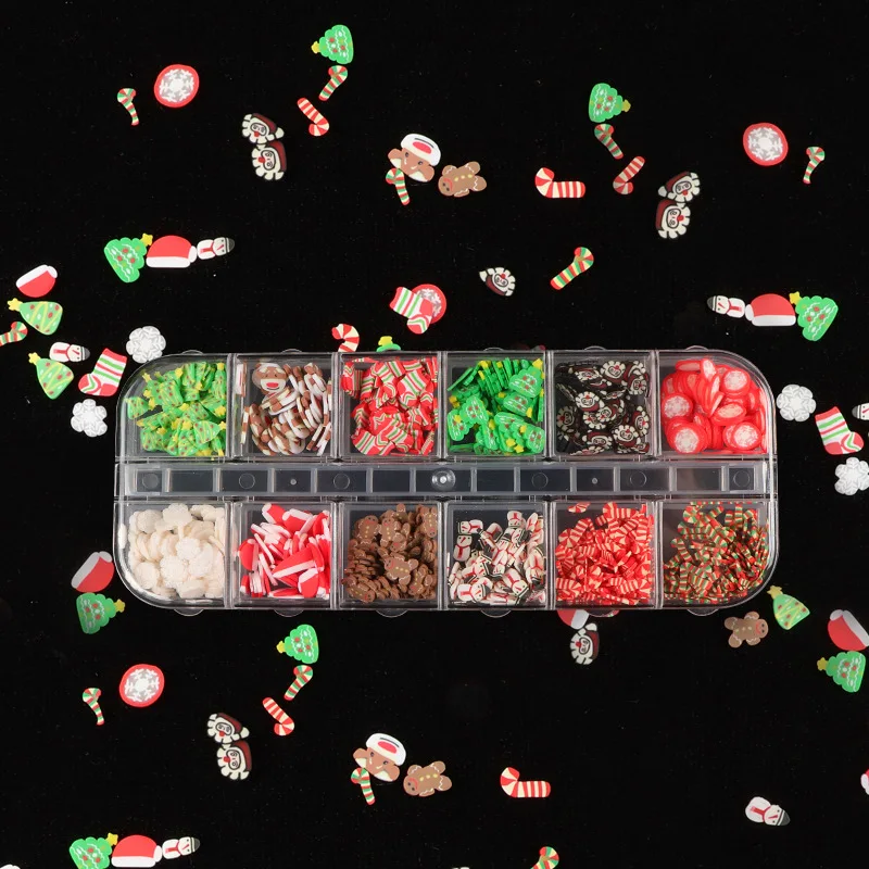 

Mixed Christmas Polymer Soft Clay Flakes Set for Nail Art UV Epoxy Resin Silicone Mold Flakes Clay Making Craft DIY Gift