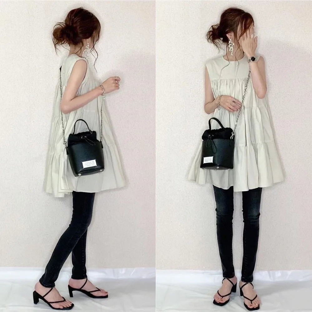 Женское платье с круглым вырезом свободное ТРАПЕЦИЕВИДНОЕ ПЛАТЬЕ на бретелях