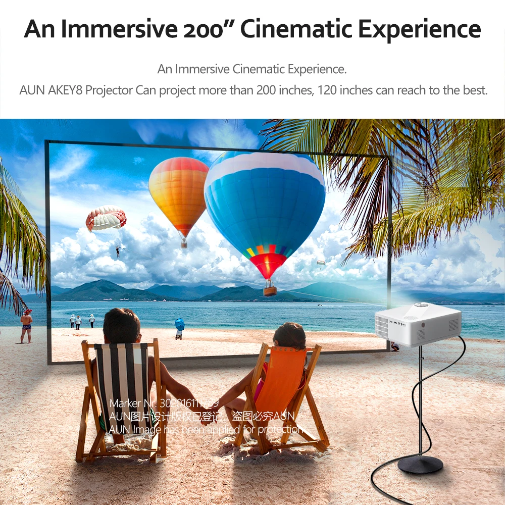 AUN AKEY8 Full HD Projector Android 9 Home Theater Video 4K Decode TV Beamer Beam LED for Cinema Mobile | Электроника