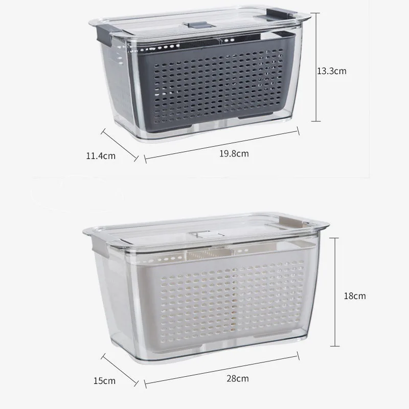 

Kitchen Household Refrigerator Fresh-keeping Box Vegetable Storage Box Vegetable Washing Drain Basket Sealed Frozen Storage Box