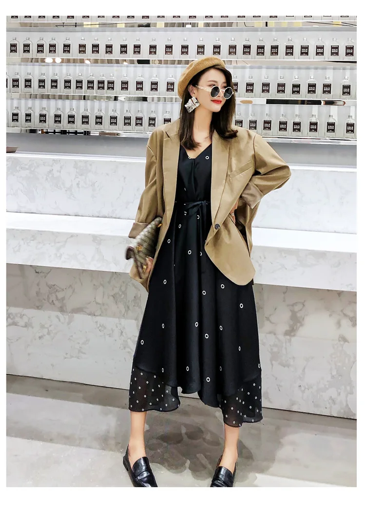 Женский однотонный блейзер с карманами длинным рукавом | Женская одежда