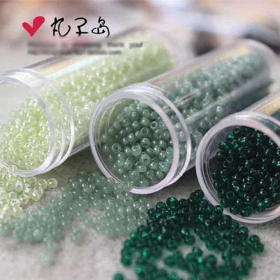 

2mm Japanese rice beads, green, Dongbao TOHO, Yuki MIYUKI 15g